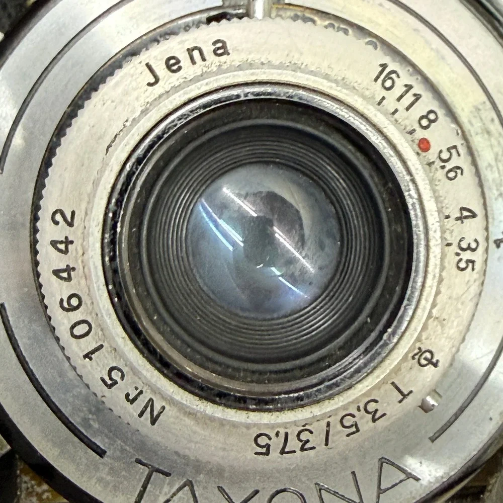 Zeiss Ikon Taxona 35mm Camera Carl Zeiss Jena 37.5mm f3.5 Silver Black Fair